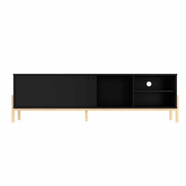 Designed To Furnish Bowery TV Stand with 4 Shelves in Black & Oak 21.02 x 72.83 x 13.14 in. DE2616450